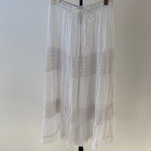 Me 2 Magic Dresses & Skirts - Me 2 Magic White Lace + Crochet Maxi Skirt with Elastic Drawstring Waist size L